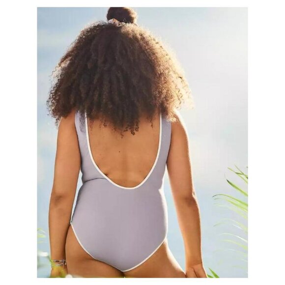 Aerie Offline Real Me Scoop One Piece Swimsuit Sporty Athletic Low Open Back - L - Picture 10 of 11